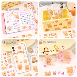 Autocollants transparents imperméables en PET Zhongchang, mignons, en forme d'ours de dessin animé, pour bricolage, journal, téléphone, bouteille d'eau - Product Image 4