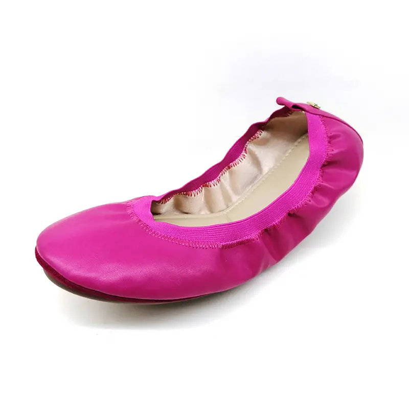 Round Toe With Carrier Pouch Bag Foldable Portable Pumps Flats Women's Ballet Shoes