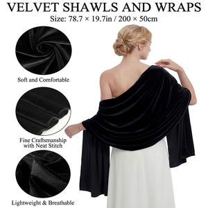 Premium Look Soft Velvet Draped <b>Shawl</b> <b>Wrap</b> for Women Special Occasion Party Evening Wear - Product Image 3