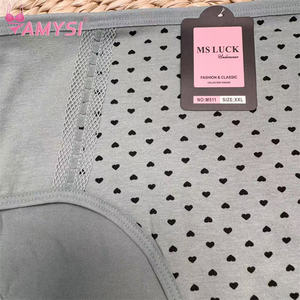 M511 # Grote Maat Dames Katoenen Hoogbouw Anti-Bacteriële Schattige Kleine Liefde Effen Patroon Hoog Elastisch Dik Meisje Elke Dag Bikini - Product Image 4