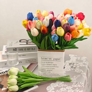 Ramo de Tulipanes Artificiales de 35 cm de Altura, Flor de PU de Simulación Realista, Decoración para Bodas - Product Image 3
