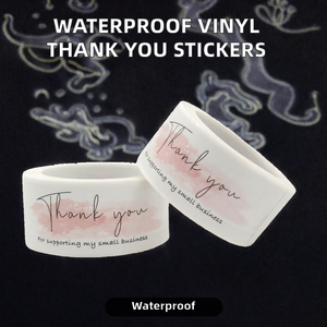 Etiquetas Adhesivas de Vinilo Impermeables Personalizadas con 'Gracias', Impresas en Serigrafía, Multiformas, para Pequeñas Empresas - Product Image 2