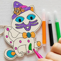 Idrawit Décoration d'intérieur, kit d'art en bois à dessiner soi-même pour enfants, différentes formes, avec marqueurs, couleurs personnalisables