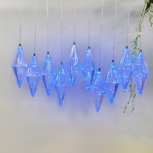 Vente en gros acrylique lumineux 10 têtes losange cristal sable lustre lumière chaude pendentif plafond pour accessoires <span class=keywords><strong>de</strong></span> mariage fête <span class=keywords><strong>de</strong></span> noël - Product Image 3