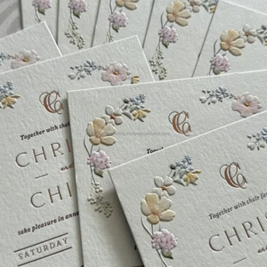 Invitación de Boda Elegante Premium, Tarjeta de Felicitación con Logotipo Personalizable, Impresión Digital en Papel Offset de Lujo, con Relieve - Product Image 1