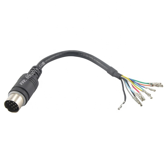 Swallowtech 13Pin Mini Din Male to Terminal Plastic Housing Security Extension Cable for Connecting Vehicle/Car/Bus Monitor Pcb