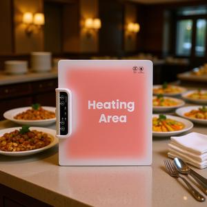 Bandeja Calentadora Eléctrica Inteligente con Control de Temperatura Ajustable de 50°C a 70°C, Rectangular, Blanca, para Fiestas y Buffets - Product Image 2