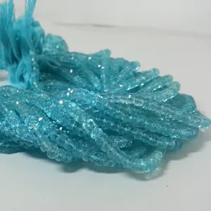 4mm naturel bleu apatite pierre précieuse de haute qualité facettes Rondelle perles en gros à la main Lot pour la fabrication de bijoux fournisseur - Product Image 1