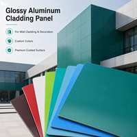 Panneau composite en aluminium (ACP) PVDF brillant 3mm 4mm pour revêtement mural intérieur et extérieur