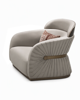 Ensemble de 2 fauteuils d'appoint en cuir courbé modernes et luxueux pour salon, hall d'hôtel, club, villa, fauteuils de salon modernes, couleur personnalisée