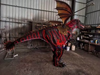 Costume de dragon réaliste avec yeux lumineux à LED, corps et bouche avec effets de lumière de feu pour événements de parcs à thème