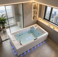 Bain à remous autoportant de luxe en acrylique de 1,8 m pour 2 personnes, expérience d'hydrothérapie, thermostatique pour usage résidentiel