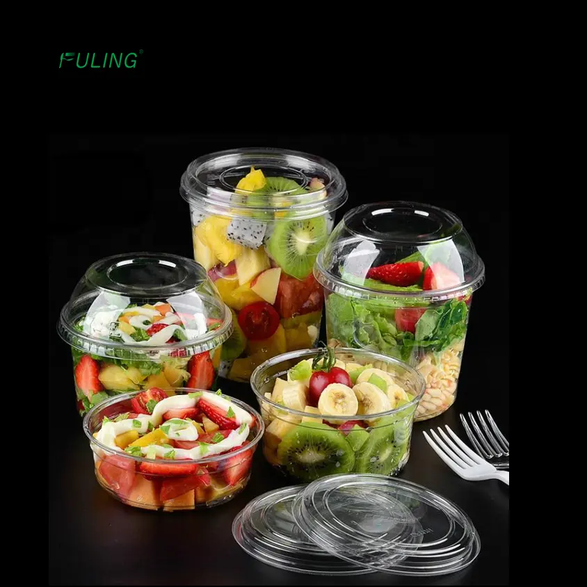 round clear cheese ice cream fruit cake mousse packaging box container transparent pet plastic package box with lid