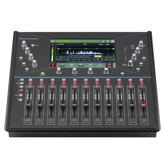 Live Sound Board 11 Electric Faders Dual OTG Phone Streaming Interface Linux OS for Church Conference