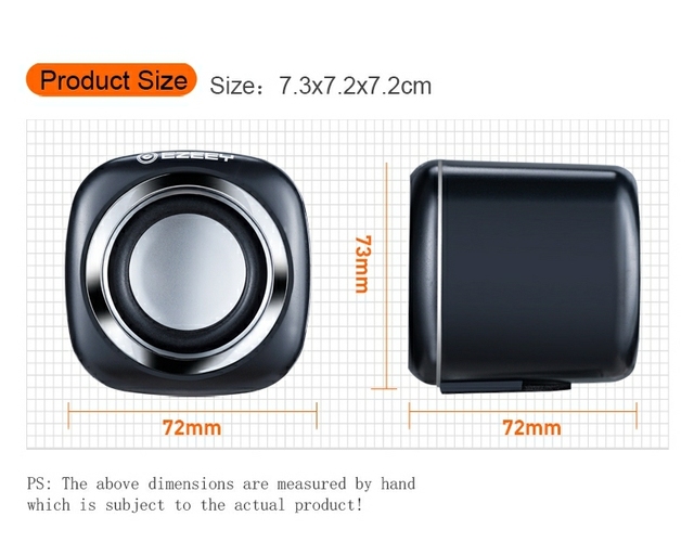 Kinggard Black Color Mini Size Laptop Speakers USB with Single Color LED Lighting 5-10W Output Power 1 Channel