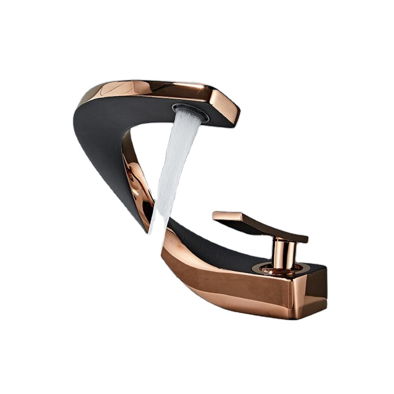 Bathroom Faucet Brass Rose Gold White Bathroom Basin Faucet Cold Hot Water Mixer Sink Tap Deck Mount