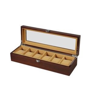 Cajas de Reloj de Madera Rectangulares de Lujo Ecológicas Hechas a Mano DS Custom, con 6 Ranuras, Forro de Terciopelo, Caja de Regalo con Tapa de Vidrio - Product Image 4