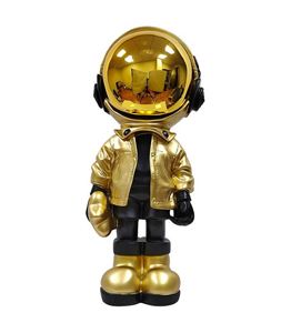 Futuristic Astronaut Statue with Mirror Helmet and <strong>Moon</strong> Ball Resin Tabletop Decor for Boys Room Office <strong>Shelf</strong> Gift Ornament - Product Image 4