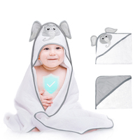 Serviette de bain pour bébé nouveau-né en fibre de bambou biologique de haute qualité, serviette à capuche blanche pour bébé, serviette pour bébé avec motif animal
