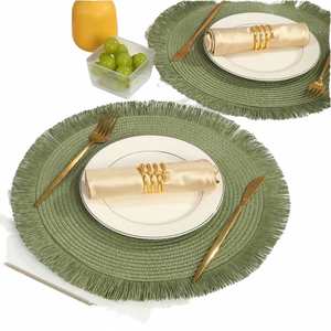 Mantel Individual de Comedor Estilo Nórdico Sencillo Europeo, de Papel Tejido Biodegradable, Aislante Térmico, Antideslizante, con Borde de Borlas, para el Hogar, Venta Transfronteriza - Product Image 1