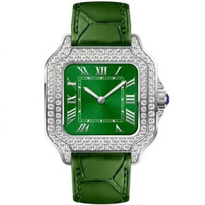 Montre automatique mécanique GEZFEEL avec cadran carré en moissanite, verre saphir et bracelet en cuir, étanche 5 bars - Product Image 1