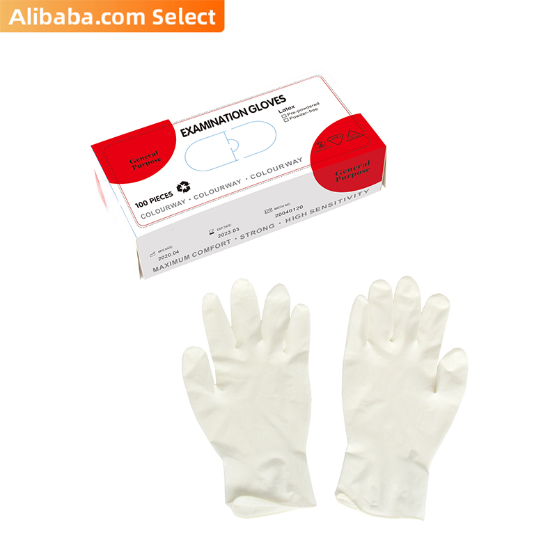 Wholesale disposable non-sterilized powder-free waterproof transparent latex examination gloves