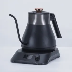 Портативный кофейник с гусиной шеей, металлический чай и заливка, контроль температуры, черная гусиная шея, электрические чайники, 1,0 л