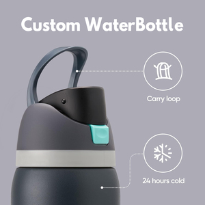 Bouteille d'eau isotherme en gros avec couvercle rabattable, gourde de sport réutilisable avec poignée et couvercle à paille, gobelet personnalisé pour enfants, tasse à café - Product Image 3