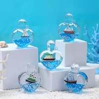 Objet décoratif Cœur d'amour imprimé à l'huile Série Océan - Bateau flottant dans du sable liquide sur table - Cadeau créatif en acrylique