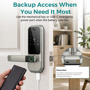 Serrure de porte intelligente SJJ WiFi Direct avec caméra de visiophone, application Tuya, empreinte digitale, clavier, <span class=keywords><strong>carte</strong></span>, interphone, déverrouillage à distance pour portes en aluminium/bois, Cloud - Product Image 3