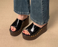 Nouvelles sandales à talon compensé pour femme, sexy, à enfiler, à plateforme épaisse, à bout ouvert, chaussures habillées élégantes pour soirée, bal de promo, décontractées, été