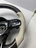 Volant en cuir blanc et fibre de carbone forgée pour Mercedes Benz W204 W205 W211 W213 W212 W222 EQA E550 G63 C63 AMG GT