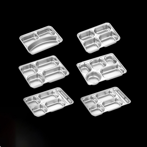 Assiettes divisées en acier inoxydable 304 à 3, 4 ou <span class=keywords><strong>5</strong></span> <span class=keywords><strong>compartiments</strong></span> avec couvercle, <span class=keywords><strong>plateau</strong></span> à dîner, boîte à lunch bento, contenants alimentaires - Product Image 4