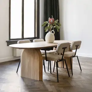 2022 nuovi tavoli da pranzo di lusso a 6 posti con mobili in legno di Design per ristorante