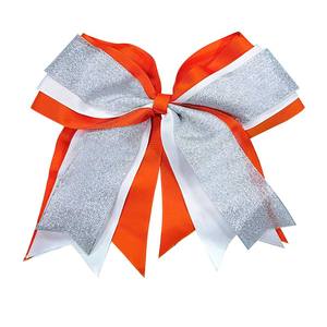 Lazo personalizado Cheer Straw Topper Lazos de pelo amarillo y azul real Lazos y cintas de porristas baratos - Product Image 1