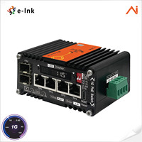 E-link Mini Commutateur Ethernet PoE+ industriel intelligent géré par IA avec amplificateur de tension 4 ports 10/100/1000Base-T IEEE802.3at 30W 1 port