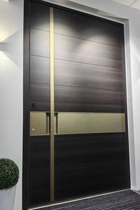 Système de porte pivotante moderne en alliage d'aluminium robuste avec isolation acoustique pour les entrées de bâtiments commerciaux, d'appartements, de villas et de halls - Product Image 3