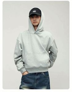 H5456 Style streetwear, vente en gros, personnalisable, mélange de coton 360 g/m², sweats à capuche boxy sans cordon, sweats à capuche oversize pour hommes - Product Image 5