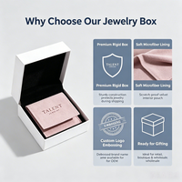Boîte cadeau pour bijoux avec logo personnalisé, pochette en microfibre rose, doublure noire, emballage en papier rigide pour bagues, colliers, boucles d'oreilles, vente en gros