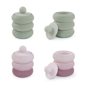 Caratte <span class=keywords><strong>Donut</strong></span> Vòng bê tông nhựa nến chủ Silicone khuôn với nắp xi măng jesmonite khuôn - Product Image 5