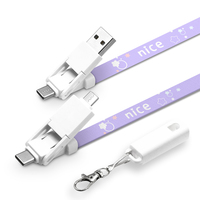 Cordón de Poliéster con Diseño Personalizado, 6 en 1, Cable USB Multipuerto de Carga Rápida PD de 60W, Regalo Promocional para Ferias Comerciales, Porta Identificaciones