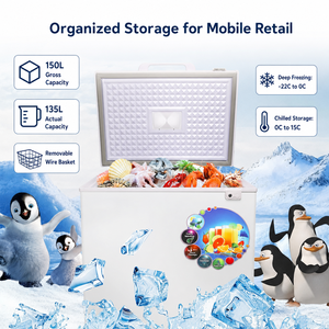 Congélateur <span class=keywords><strong>coffre</strong></span> solaire 150L DC 12V avec entrée batterie solaire AC pour la vente au détail hors réseau et les entreprises alimentaires mobiles - Product Image 3