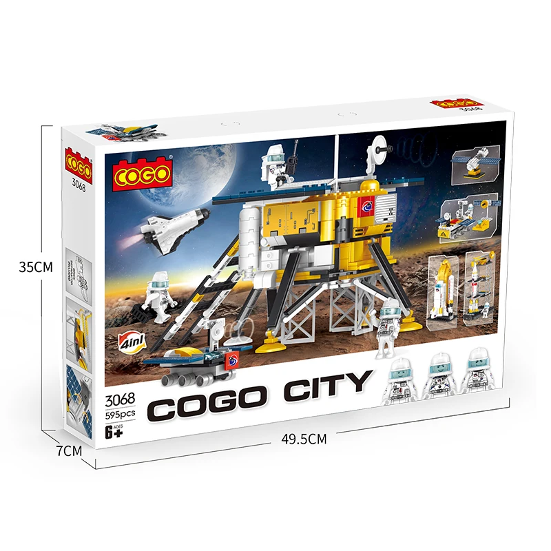 COGO City Series 4 In 1 DIY Space Rocket 3D Model Plastic Building Blocks Toys for Kids