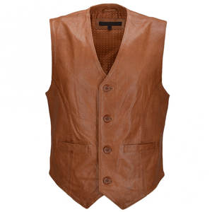 Gilet en cuir à prix de gros, design personnalisé, nouveau gilet en cuir de vachette pour homme, haut en cuir, style personnalisé, nouveau modèle - Product Image 1