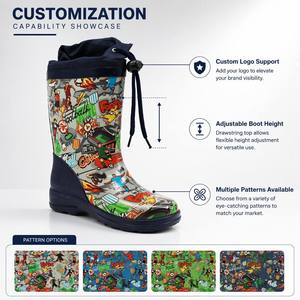 <span class=keywords><strong>Botas</strong></span> <span class=keywords><strong>de</strong></span> Lluvia Ligeras <span class=keywords><strong>de</strong></span> Goma Natural para Niños, con Estampado <span class=keywords><strong>de</strong></span> Fútbol, Cuello con Cordón, Impermeables, Tipo Wellington, OEM ODM - Product Image 3