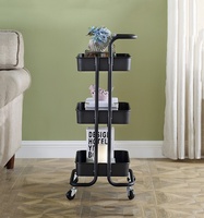 Chariot de rangement roulant en plastique à 3 niveaux avec roues - Chariot utilitaire mobile compact pour la cuisine, le salon, la chambre et la maison