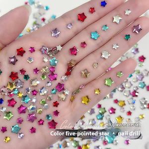 Nuovi Strass K9 in Vetro per Nail Art, Gemme Dentali Colorate a Forma di Stella, Pietre Pentagramma Super Brillanti - Product Image 6