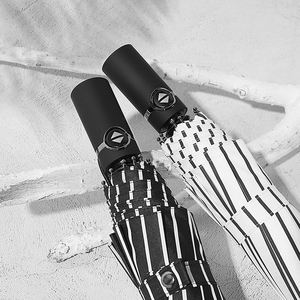 Parapluie pliant entièrement automatique, frais et simple, pour hommes et femmes, protection solaire et pluie, avec revêtement noir, vente en gros en vrac, publicité - Product Image 2