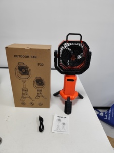 Camping <b>Fan</b> F30 DC Motor Rechargeable Battery 12V 5W Oscillating Three Speeds Plastic Portable for Outdoor Use - Product Image 1