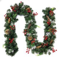 Handgemaakte, milieuvriendelijke, brandvertragende kunstmatige krans van 2,7m PVC rotan, voor binnen, kerstdecoratie voor raam en deur.